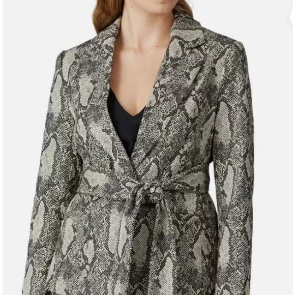 RACHEL ROY Snakeskin Print Tie Waist Blazer Jacket Women's Medium - Picture 1 of 5
